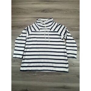 J Jill Fit Petite Striped Funnel Neck Pullover Sweater Size S